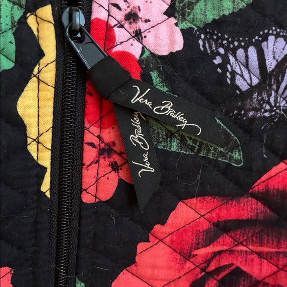 Vera Bradley Black Quilted Tote with Multicolor Rose Print - Picture 3 of 4